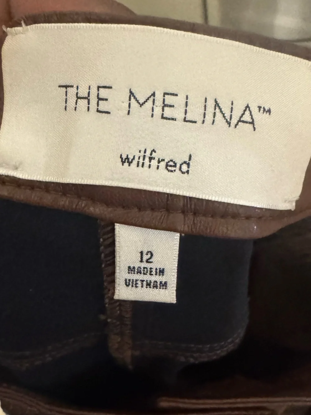 Aritzia Wilfred The Melina Brown Soft Vegan Leather Pants Size 12 - Picture 9 of 9